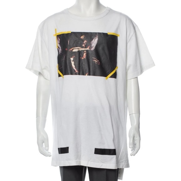 🟡Off-white Caravaggio White T-Shirt with stripe back🟡 - Picture 3 of 8